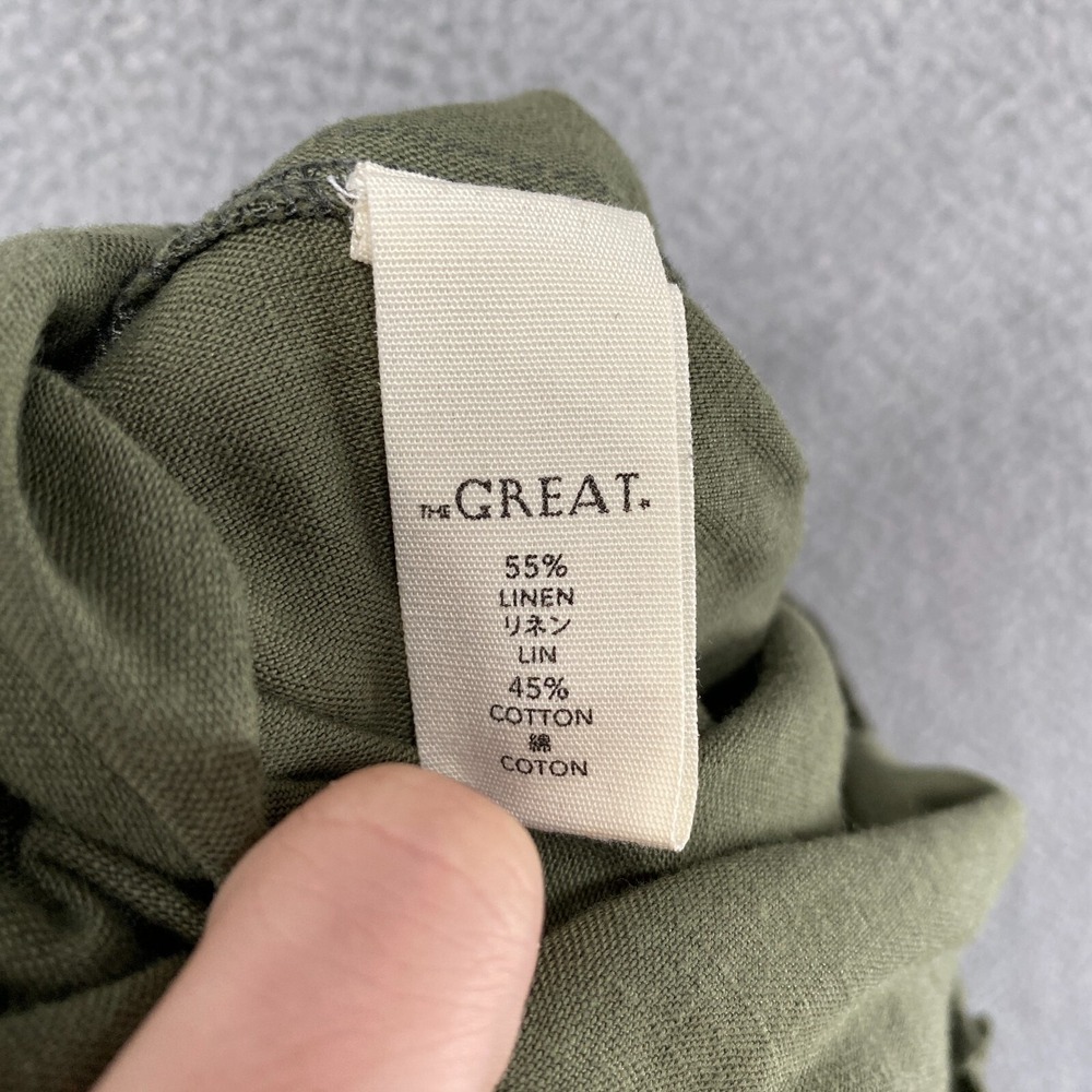 The Great. Pants Womens 1 / Small Linen Blend Tulip Drop Crotch Pockets Ruffles - Picture 9 of 13